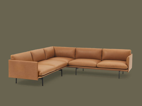 Muuto Outline Corner Sofa - Cognac Silk Leather