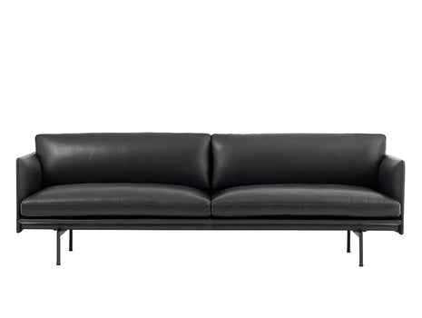 Muuto Outline Sofa, 3 Seat, Black Silk Leather