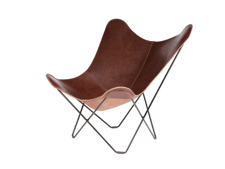 Mariposa Butterfly Leather Chair - Black Frame, Chocolate Leather Seat