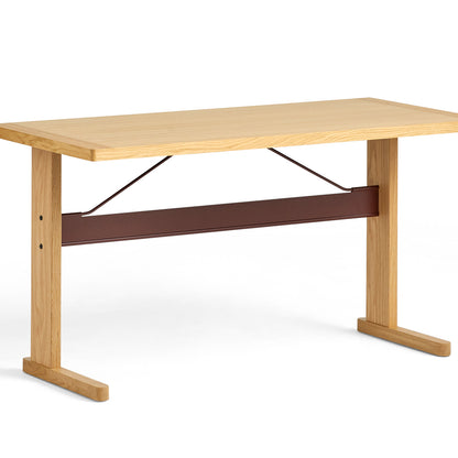 Passerelle Desk by HAY - Oak Tabletop with Oak Frame / Burgundy Red Crossbar