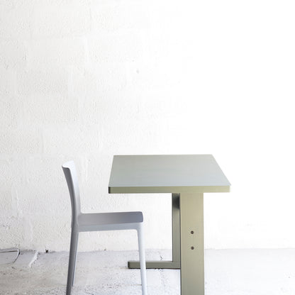 Passerelle Desk by HAY - Olive Linoleum Tabletop with Thyme Green Oak Frame / Thyme Green Crossbar