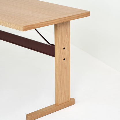 Passerelle Desk by HAY - Walnut Tabletop with Burgundy Red Crossbar