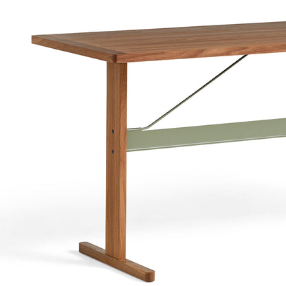 Passerelle High Table by HAY - Length: 200 cm x Height 105 cm / Walnut Tabletop with Walnut Frame / Thyme Green Crossbar