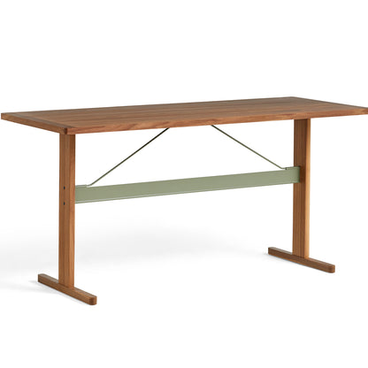 Passerelle High Table by HAY - Length: 200 cm / Walnut Tabletop with Walnut Frame / Thyme Green Crossbar