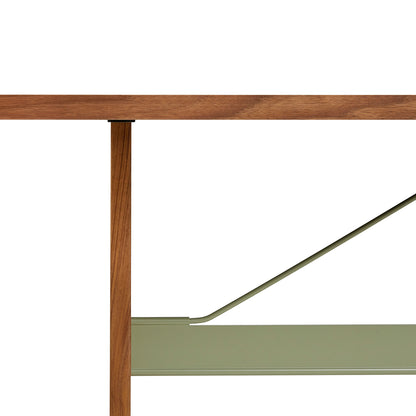 Passerelle High Table by HAY - Walnut Frame / Thyme Green Crossbar