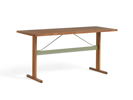 Passerelle High Table by HAY - Length: 200 cm / Walnut Tabletop with Walnut Frame / Thyme Green Crossbar