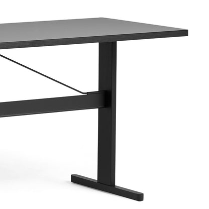 Passerelle High Table by HAY - Length: 200 cm  Height 105 cm/ Grey Linoleum Tabletop with Ink Black Oak Frame / Ink Black Crossbar