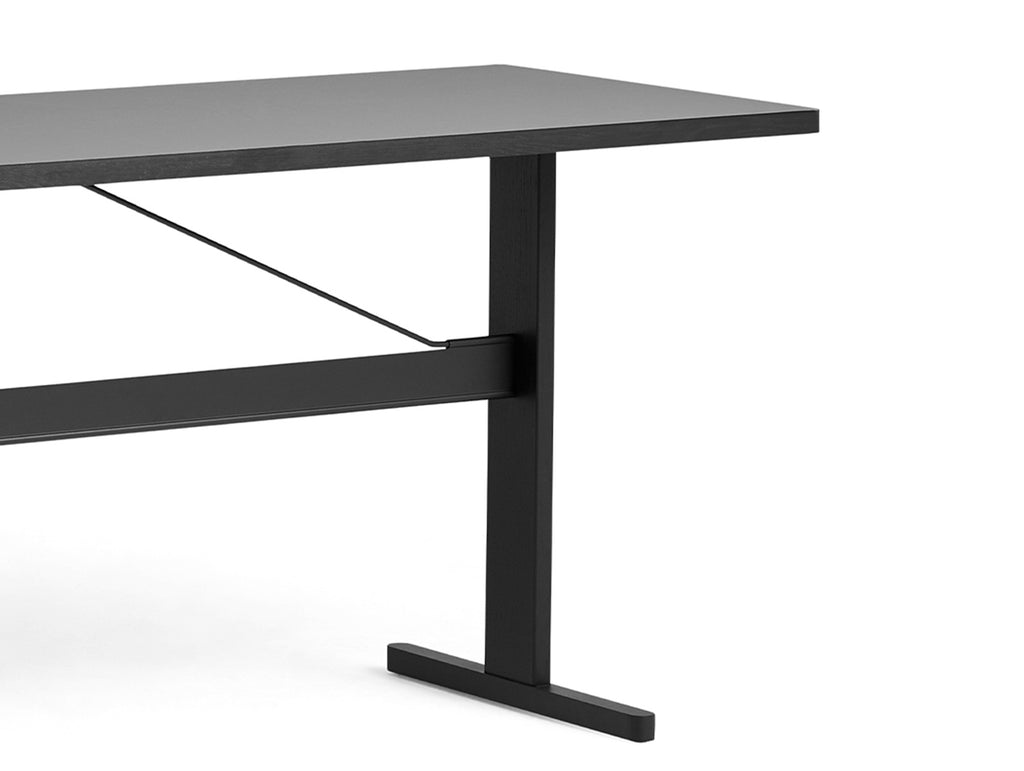 Passerelle High Table by HAY - Length: 200 cm  Height 105 cm/ Grey Linoleum Tabletop with Ink Black Oak Frame / Ink Black Crossbar