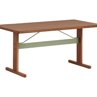 Passerelle Table (Veneer Tabletop) by HAY - Length: 160 cm / Walnut Tabletop with Thyme Green Crossbar
