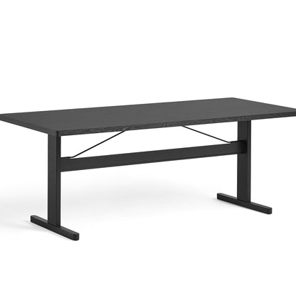 Passerelle Table (Veneer Tabletop) by HAY - Length: 200 cm / Ink Black Oak Tabletop with Ink Black Crossbar