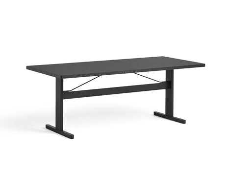 Passerelle Table (Veneer Tabletop) by HAY - Length: 200 cm / Ink Black Oak Tabletop with Ink Black Crossbar