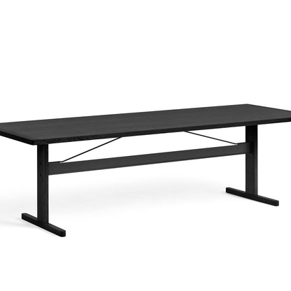 Passerelle Table (Veneer Tabletop) by HAY - Length: 260 cm / Ink Black Oak Tabletop with Ink Black Crossbar