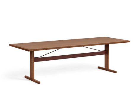 Passerelle Table (Veneer Tabletop) by HAY - Length: 260cm / Walnut Tabletop with Burgundy Red Crossbar