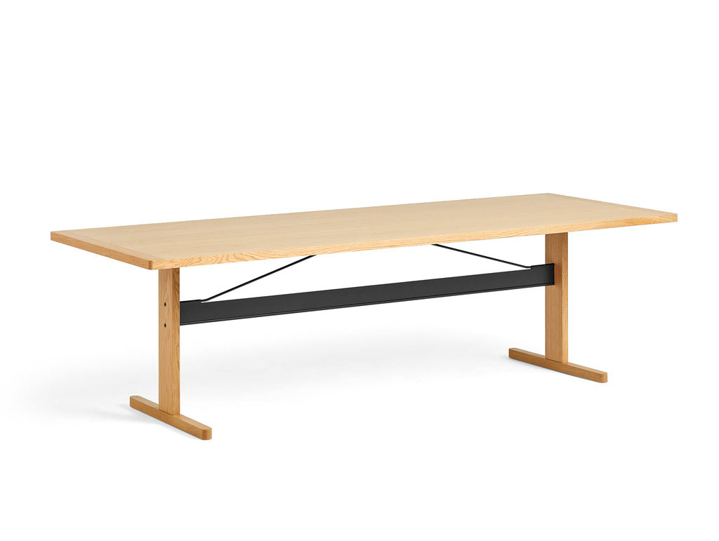 Passerelle Table (Veneer Tabletop) by HAY - Length: 260 cm / Oak Tabletop with Ink Black Crossbar