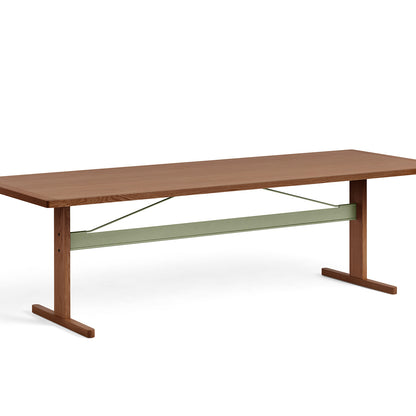 Passerelle Table (Veneer Tabletop) by HAY - Length: 260cm / Walnut Tabletop with Thyme Green Crossbar