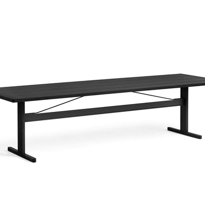 Passerelle Table (Veneer Tabletop) by HAY - Length: 300 cm / Ink Black Oak Tabletop with Ink Black Crossbar