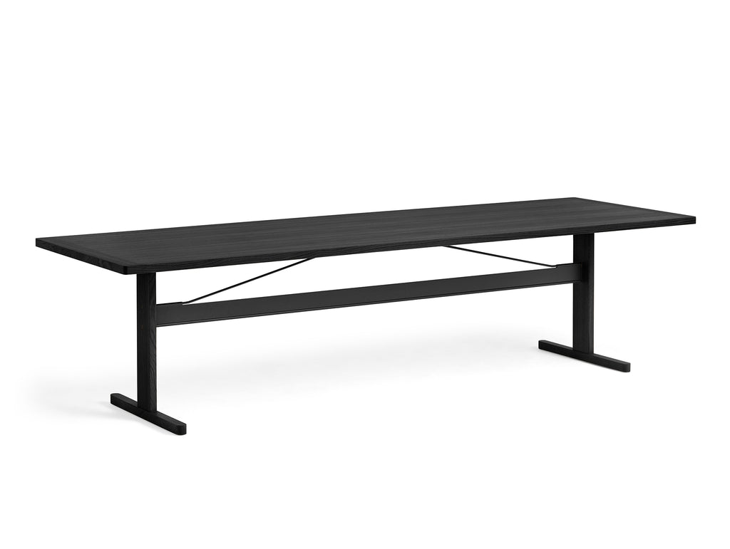 Passerelle Table (Veneer Tabletop) by HAY - Length: 300 cm / Ink Black Oak Tabletop with Ink Black Crossbar
