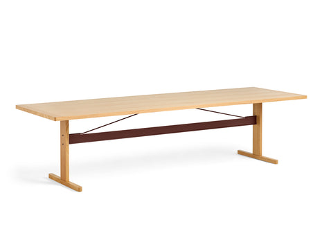 Passerelle Table (Veneer Tabletop) by HAY - Length: 300 cm / Oak Tabletop with Burgundy Red Crossbar