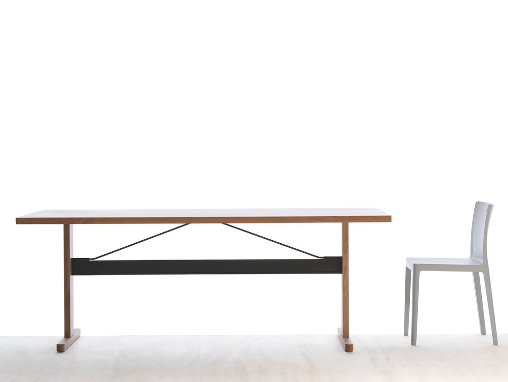 Passerelle Table (Veneer Tabletop) by HAY - Oak Tabletop with Ink Black Crossbar