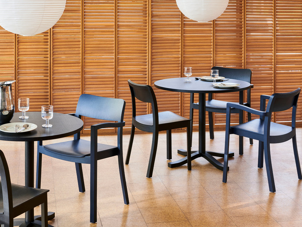 Pastis Table by HAY - D 70 cm, H 74 cm / D 90 cm, H 74 cm /  Steel Blue Water-Based Lacquered Ash