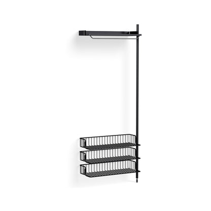 Pier System 1020 Add-ons by HAY - Black Anodised Aluminium Uprights / PS Black with Anthracite Wire Shelf