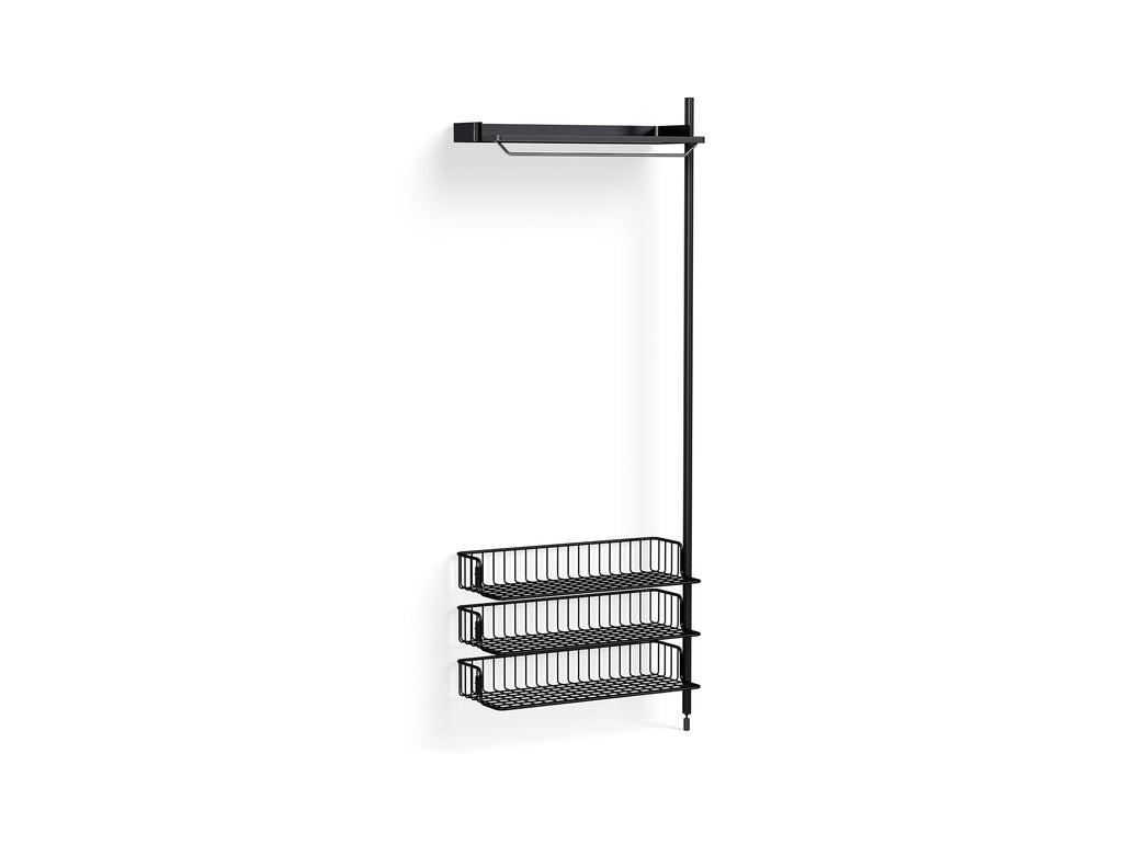 Pier System 1020 Add-ons by HAY - Black Anodised Aluminium Uprights / PS Black with Anthracite Wire Shelf
