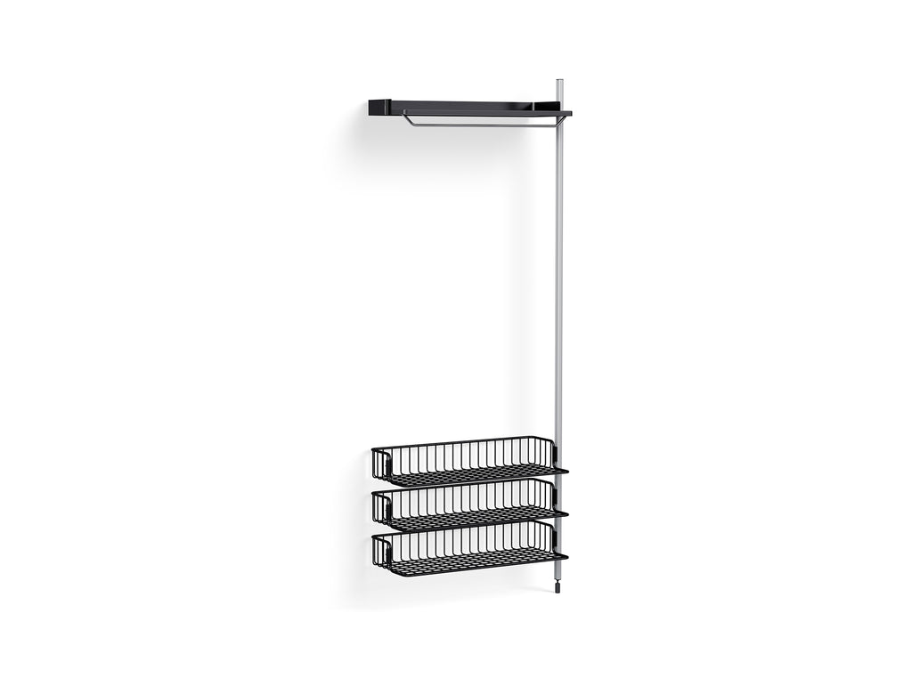 Pier System 1020 Add-ons by HAY - Clear Anodised Aluminium Uprights / PS Black with Anthracite Wire Shelf