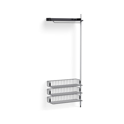 Pier System 1020 Add-ons by HAY - Clear Anodised Aluminium Uprights /PS Black with Chromed Wire Shelf