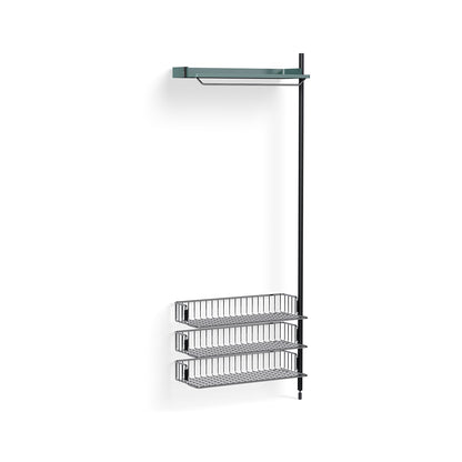 Pier System 1020 Add-ons by HAY - Black Anodised Aluminium Uprights / PS Blue with Chromed Wire Shelf