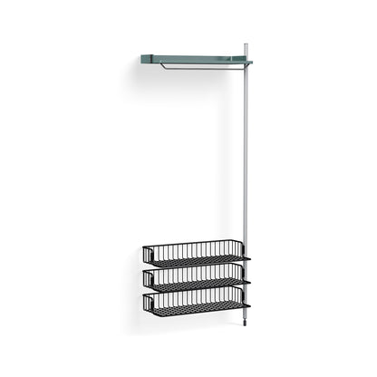 Pier System 1020 Add-ons by HAY - Clear Anodised Aluminium Uprights / PS Blue with Anthracite Wire Shelf