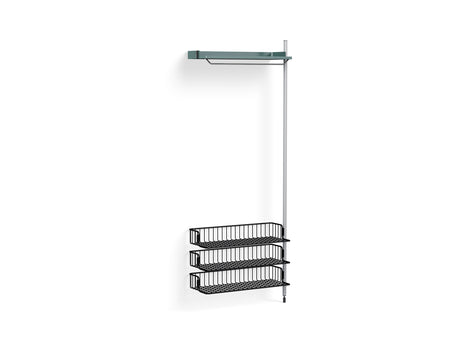 Pier System 1020 Add-ons by HAY - Clear Anodised Aluminium Uprights / PS Blue with Anthracite Wire Shelf