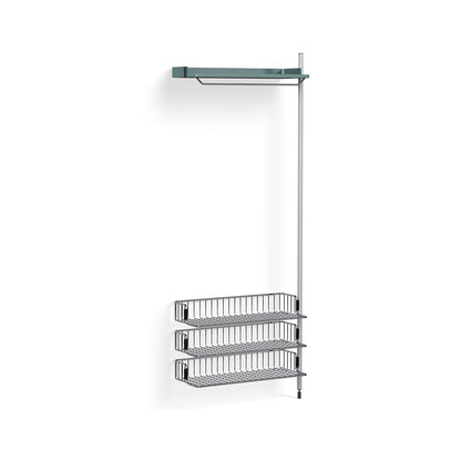 Pier System 1020 Add-ons by HAY - Clear Anodised Aluminium Uprights / PS Blue with Chromed Wire Shelf