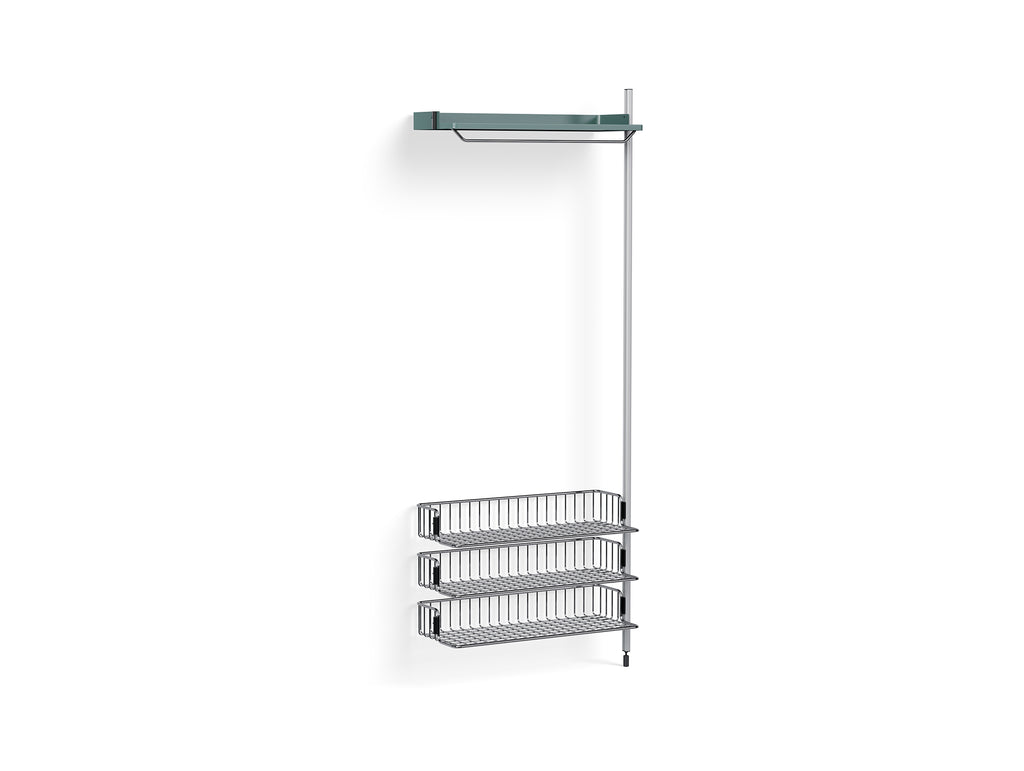 Pier System 1020 Add-ons by HAY - Clear Anodised Aluminium Uprights / PS Blue with Chromed Wire Shelf