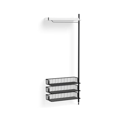 Pier System 1020 Add-ons by HAY - Black Anodised Aluminium Uprights / PS White with Anthracite Wire Shelf