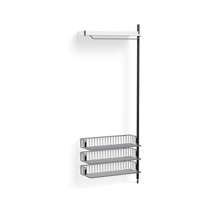 Pier System 1020 Add-ons by HAY - Black Anodised Aluminium Uprights / PS White with Chromed Wire Shelf