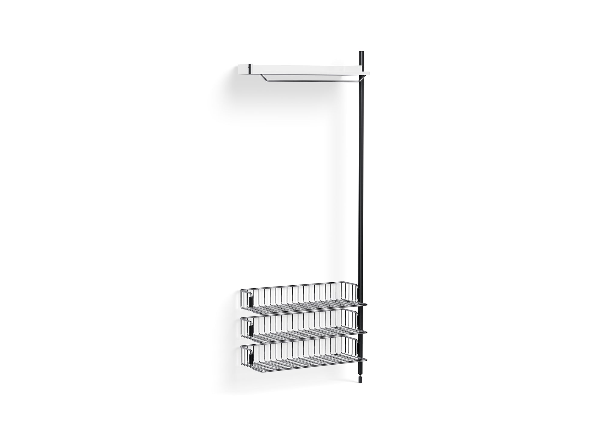 Pier System 1020 Add-ons by HAY - Black Anodised Aluminium Uprights / PS White with Chromed Wire Shelf