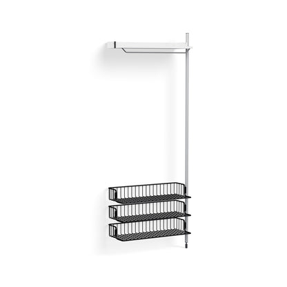 Pier System 1020 Add-ons by HAY - Clear Anodised Aluminium Uprights / PS White with Anthracite Wire Shelf
