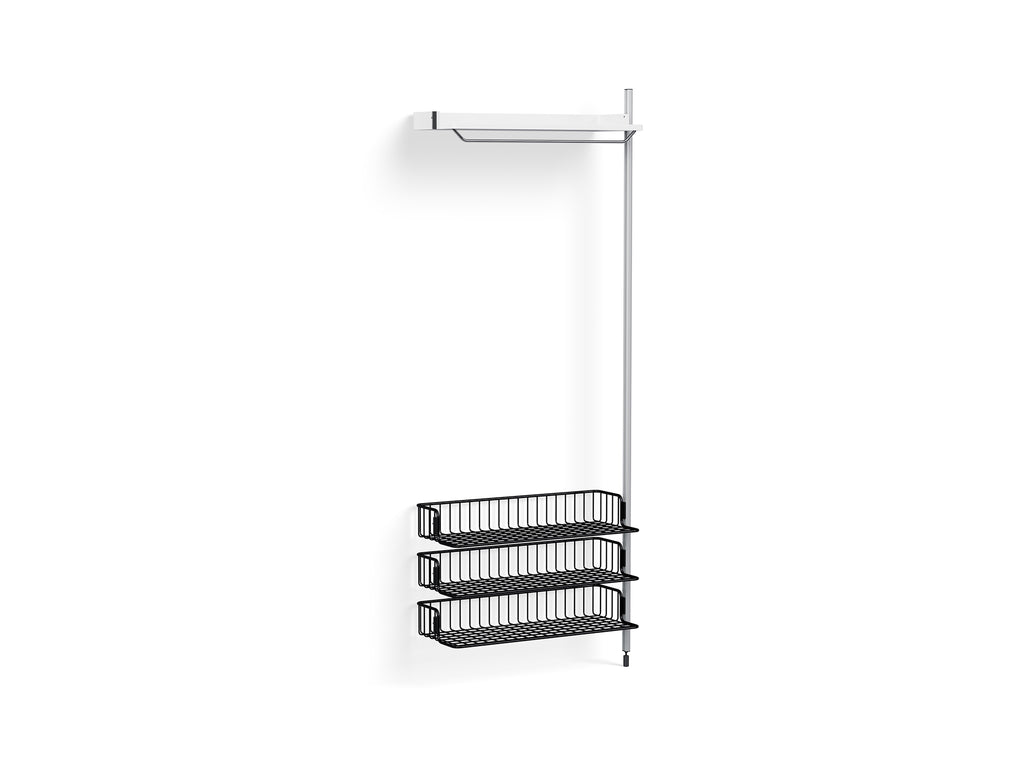 Pier System 1020 Add-ons by HAY - Clear Anodised Aluminium Uprights / PS White with Anthracite Wire Shelf