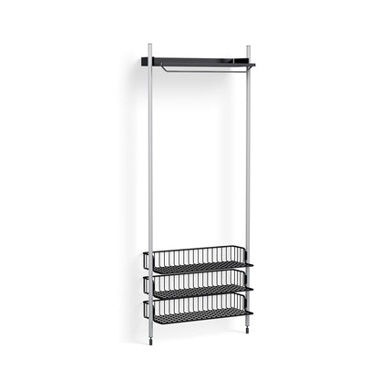 Pier System 1021 by HAY - Clear Anodised Aluminium Uprights / PS Black with Anthracite Wire Shelf