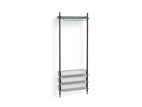Pier System 1021 by HAY - Black Anodised Aluminium Uprights / PS Blue with Chromed Wire Shelf