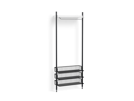 Pier System 1021 by HAY - Black Anodised Aluminium Uprights / PS White with Anthracite Wire Shelf