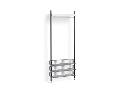 Pier System 1021 by HAY - Black Anodised Aluminium Uprights / PS White with Chromed Wire Shelf