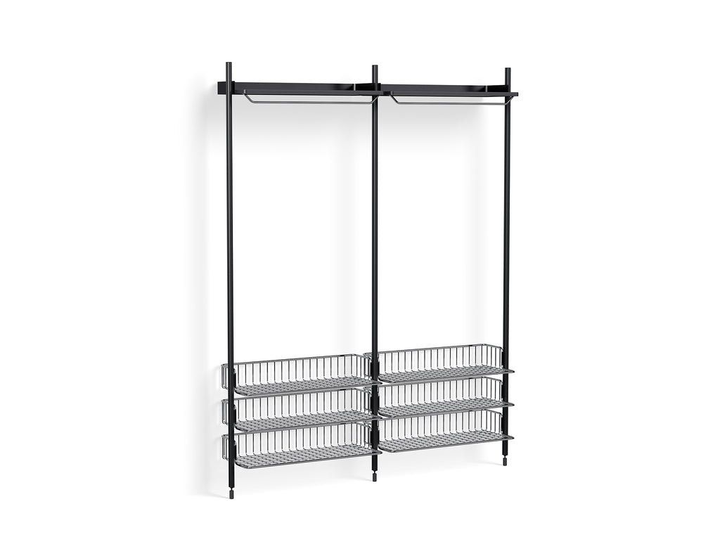 Pier System 1022 by HAY - Black Anodised Aluminium Uprights / PS Black with Chromed Wire Shelf