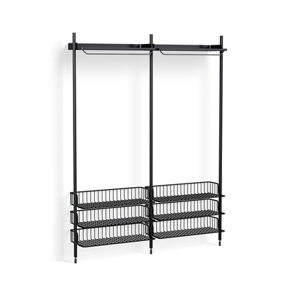 Pier System 1022 by HAY - Black Anodised Aluminium Uprights / PS Black with Anthracite Wire Shelf
