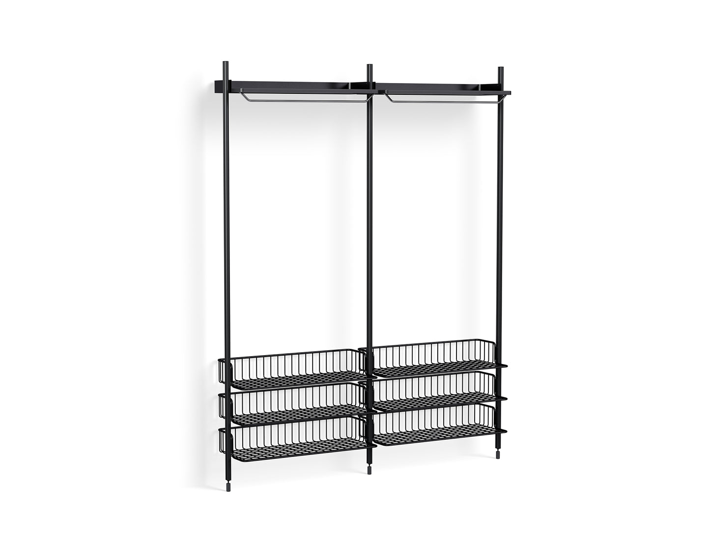 Pier System 1022 by HAY - Black Anodised Aluminium Uprights / PS Black with Anthracite Wire Shelf