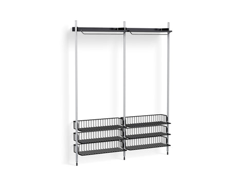 Pier System 1022 by HAY - Clear Anodised Aluminium Uprights / PS Black with Anthracite Wire Shelf