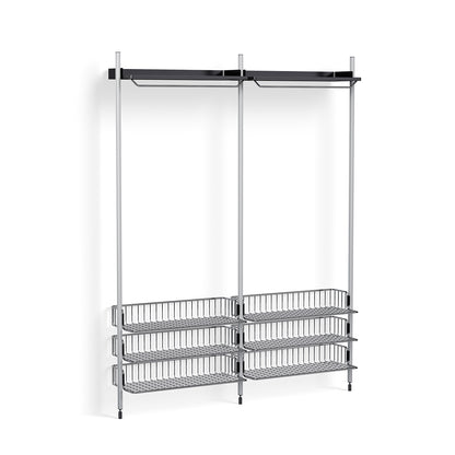 Pier System 1022 by HAY - Clear Anodised Aluminium Uprights /PS Black with Chromed Wire Shelf