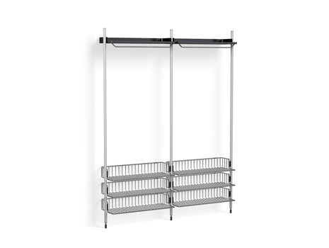 Pier System 1022 by HAY - Clear Anodised Aluminium Uprights /PS Black with Chromed Wire Shelf