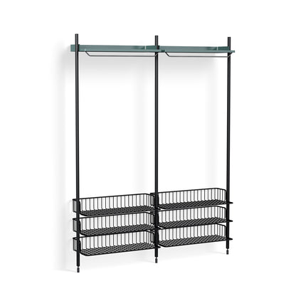 Pier System 1022 by HAY - Black Anodised Aluminium Uprights / PS Blue with Anthracite Wire Shelf