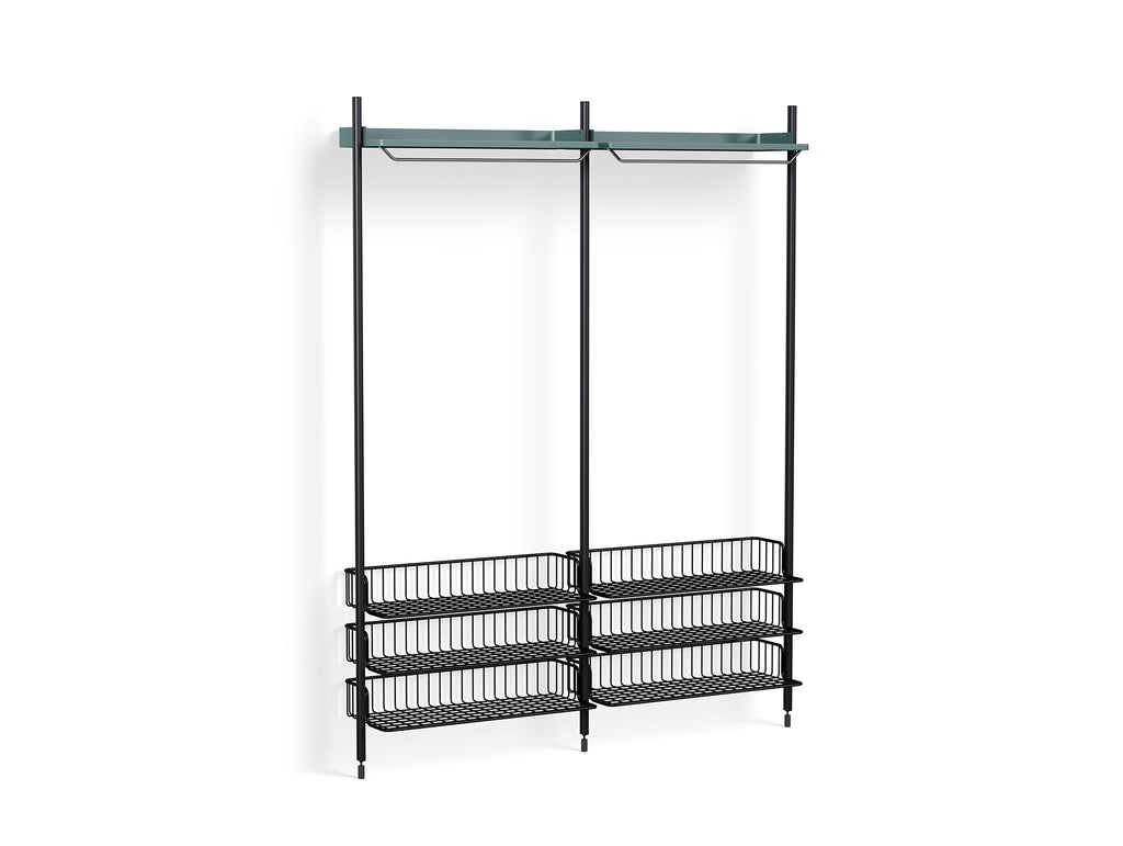 Pier System 1022 by HAY - Black Anodised Aluminium Uprights / PS Blue with Anthracite Wire Shelf
